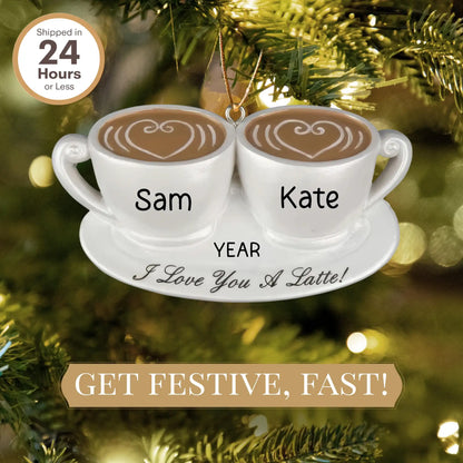 Adorno navideño de pareja de café - Latte Love