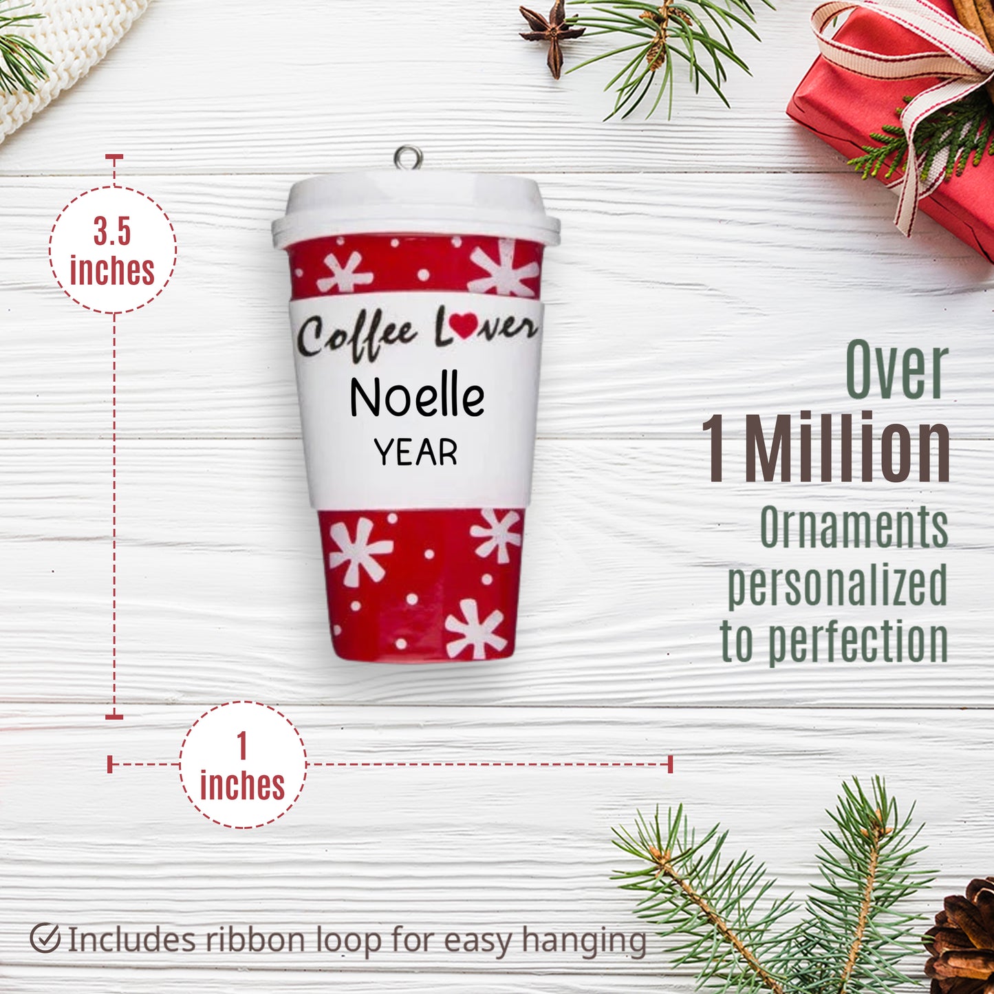 Coffee Lover Cup Christmas Ornament