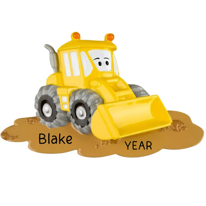 Yellow Bulldozer Christmas Ornament