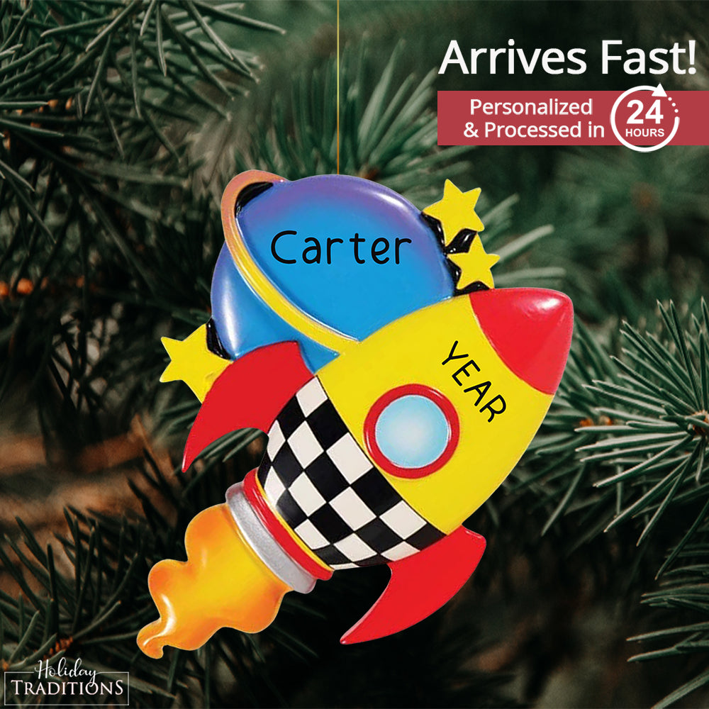 Rocket Ship Space Christmas Ornament