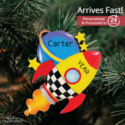 Rocket Ship Space Christmas Ornament