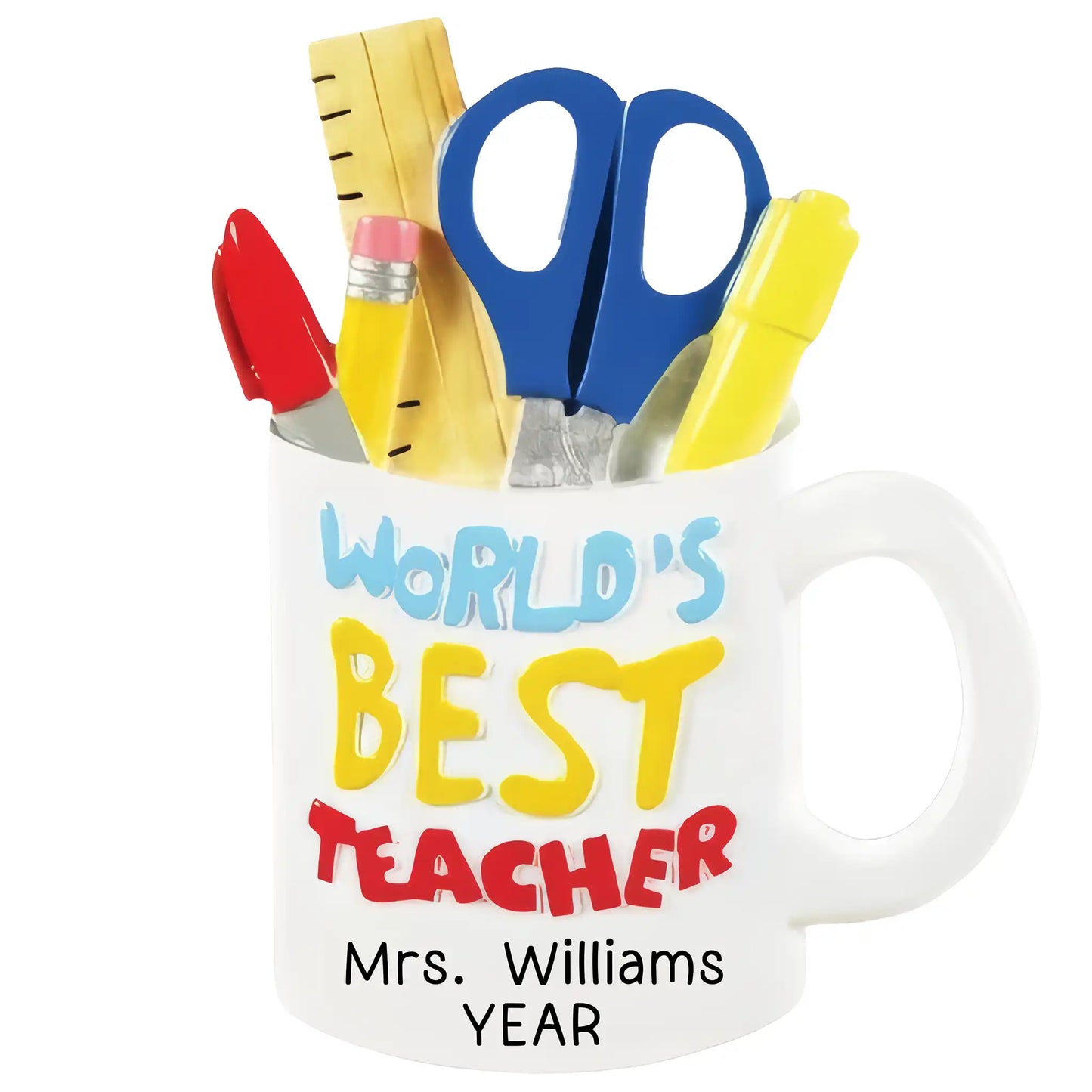 Best Teacher Mug Christmas Ornament