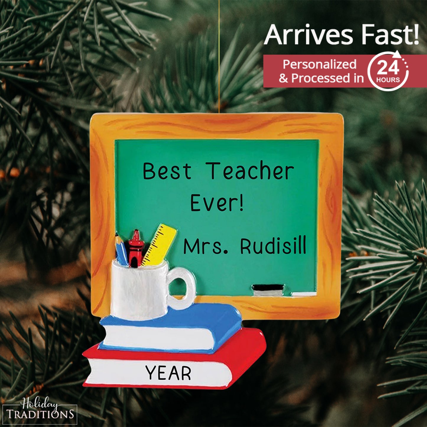 Teacher Chalk Board Christmas Ornament