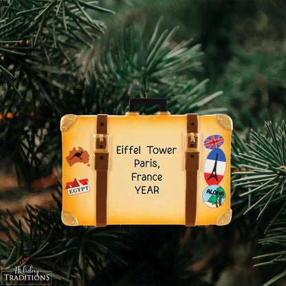 Adorno navideño de maleta de viaje - Bronceado 