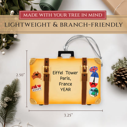 Travel Suitcase Christmas Ornament - Tan