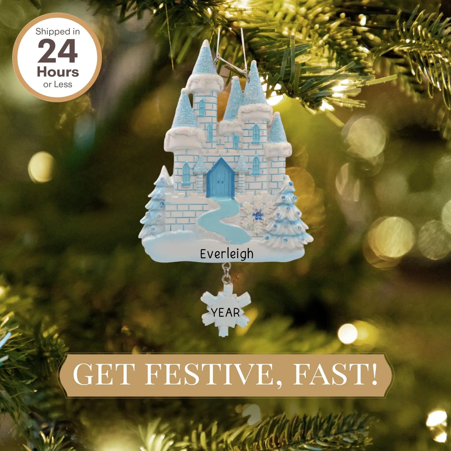 Frozen Ice Castle Personalied Ornament