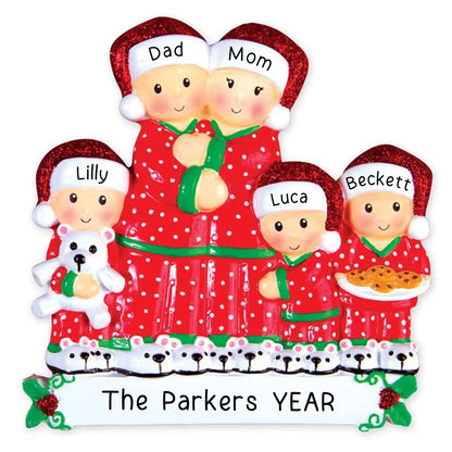 Pajama Family of 5 Christmas Ornament