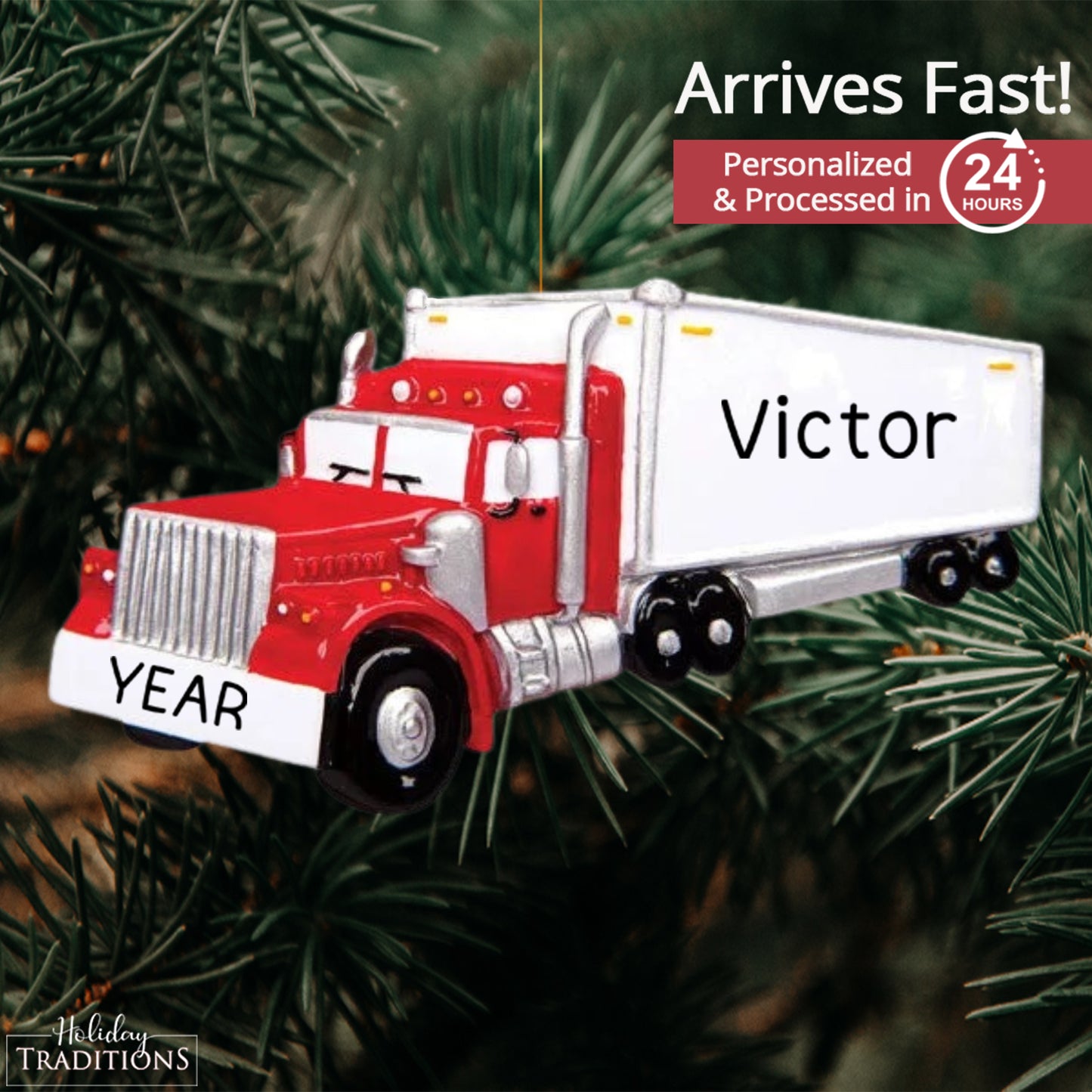 Semi Truck Driver Christmas Ornament