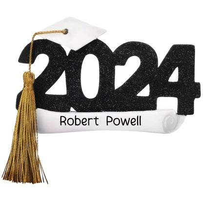 2024 Graduation Black Christmas Ornament