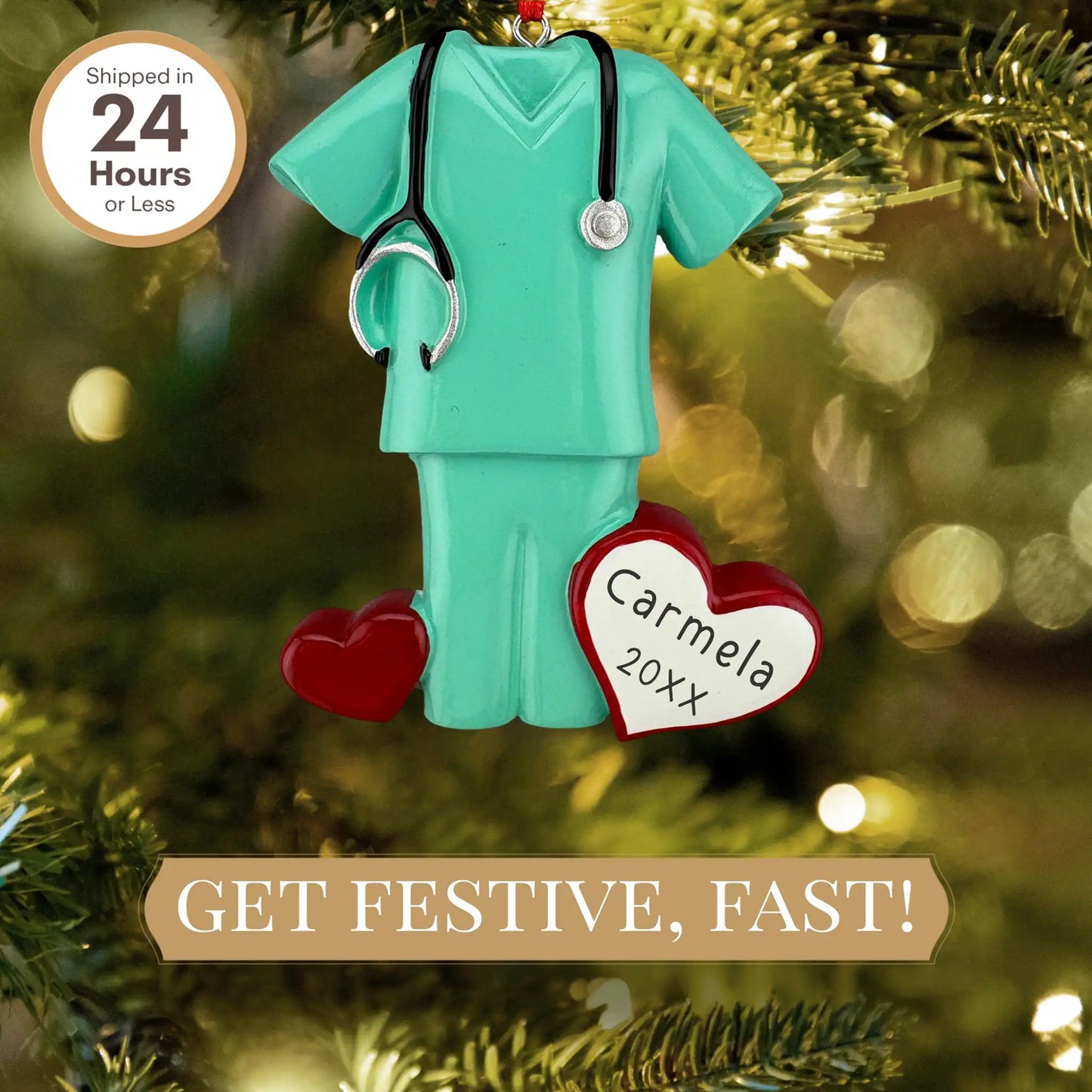 Green Scrubs Personalized Ornament