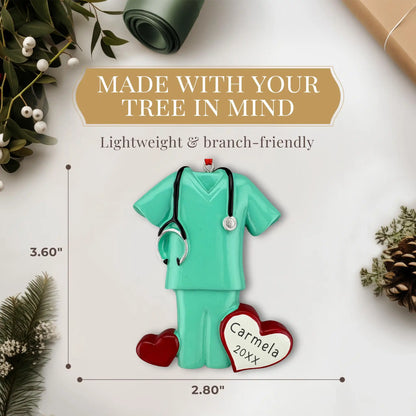 Green Scrubs Personalized Ornament