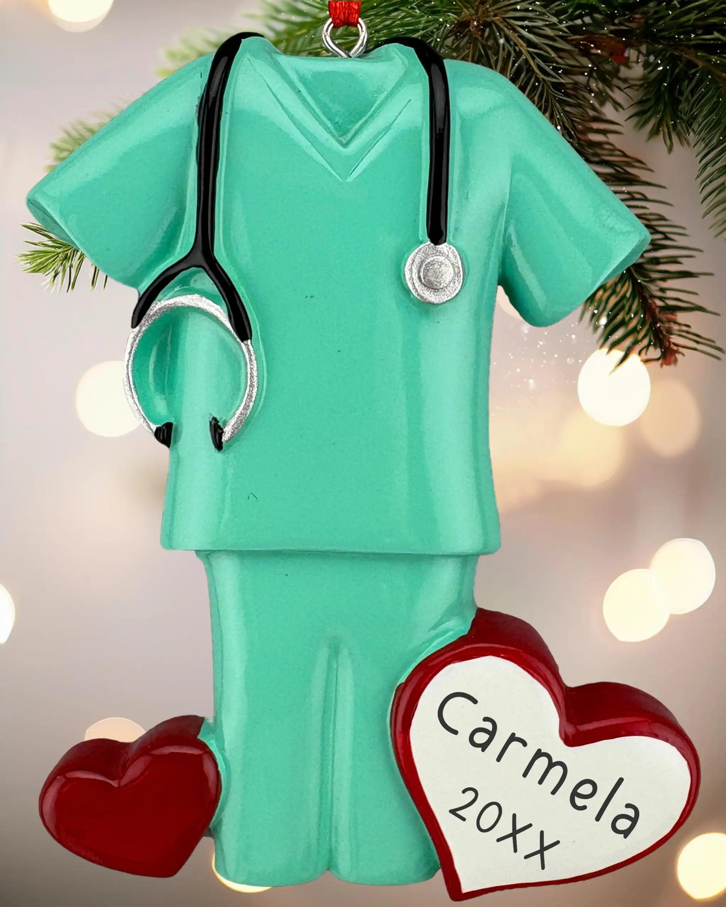 Green Scrubs Personalized Ornament