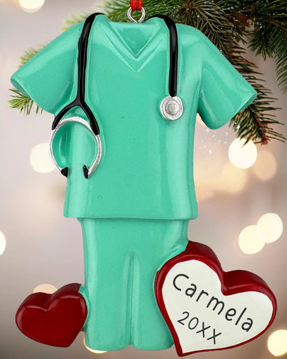 Green Scrubs Personalized Ornament