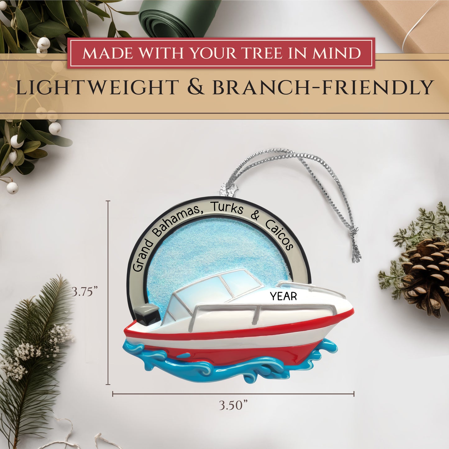 Speed Boat Christmas Ornament