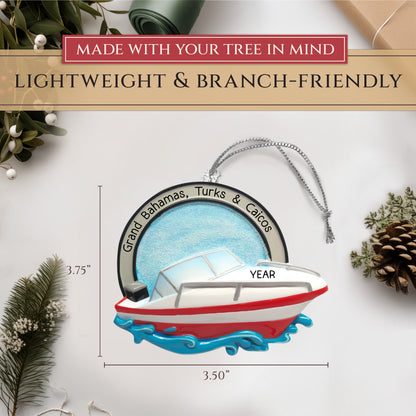 Speed Boat Christmas Ornament