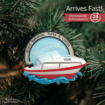 Speed Boat Christmas Ornament