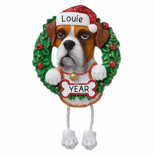 Boxer Wreath Christmas Ornament