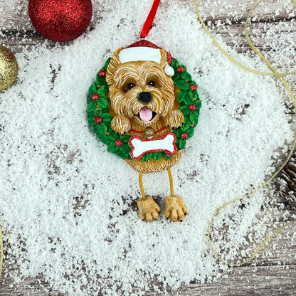 Adorno navideño de corona de Cairn Terrier 