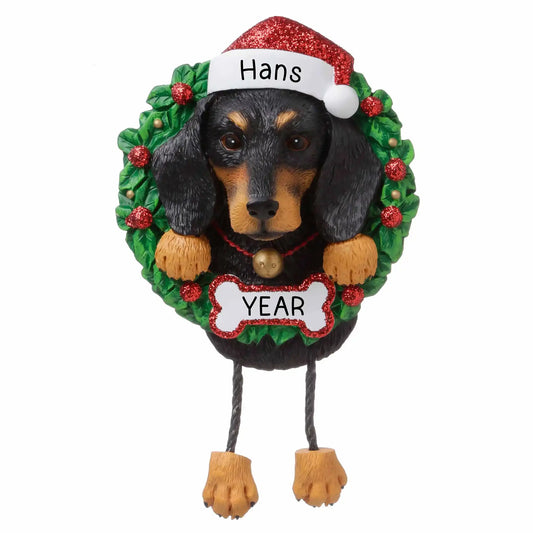 Dachshund Wreath Christmas Ornament