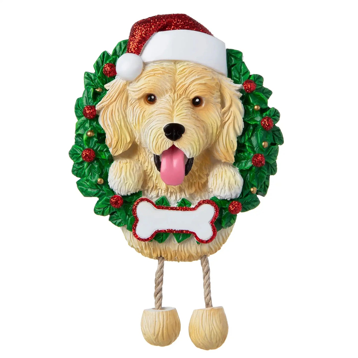 Golden Doodle Wreath Christmas Ornament