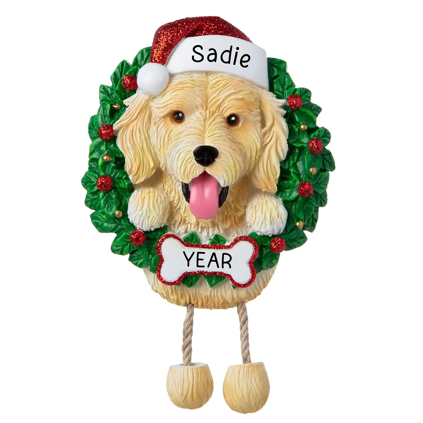 Golden Doodle Wreath Christmas Ornament