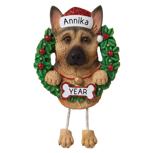 German Shepherd Wreath Christmas Ornament