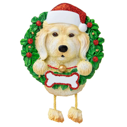 Labradoodle White Wreath Christmas Ornament