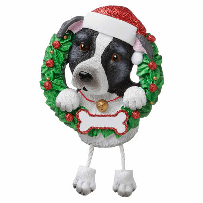 Pit Bull Wreath Christmas Ornament