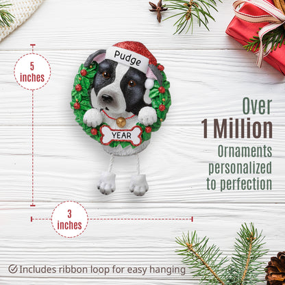 Pit Bull Wreath Christmas Ornament