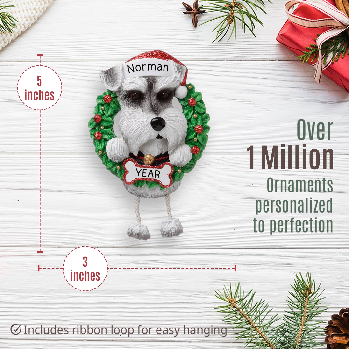 Schnauzer Wreath Christmas Ornament