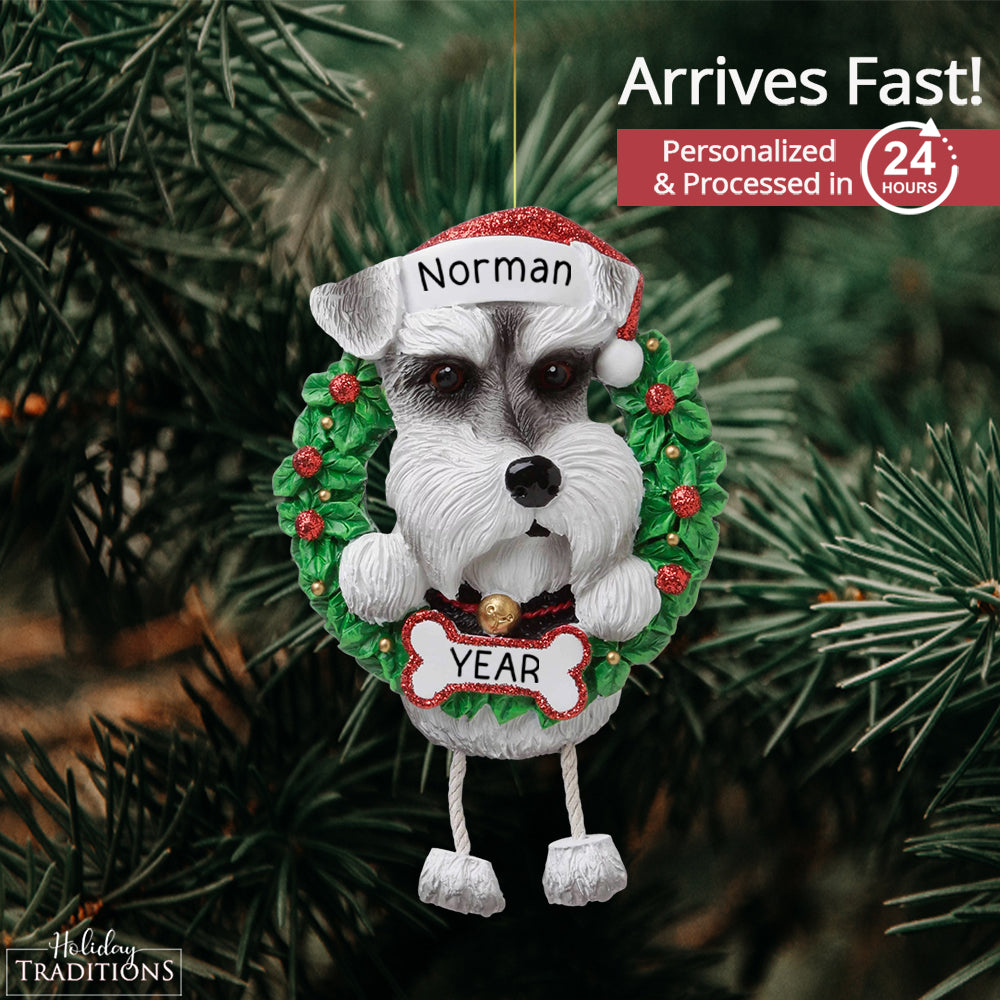 Schnauzer Wreath Christmas Ornament