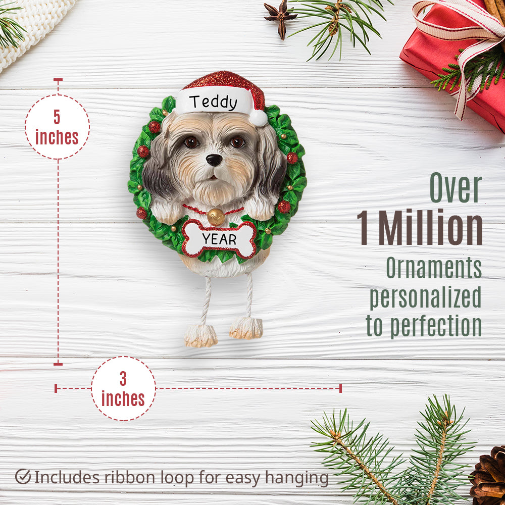 Shih Tzu Wreath Christmas Ornament