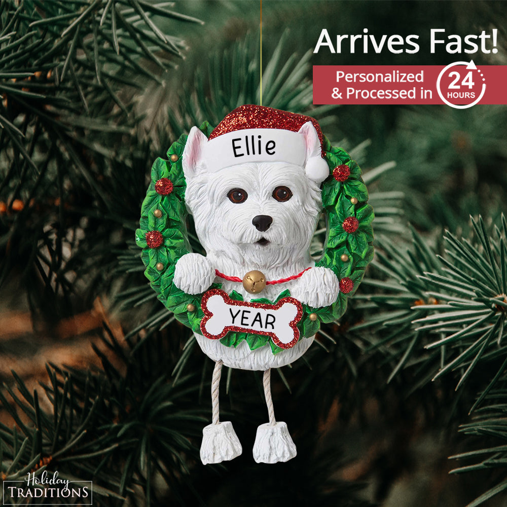 Westie Wreath Christmas Ornament