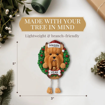 Yorkie Wreath Christmas Ornament