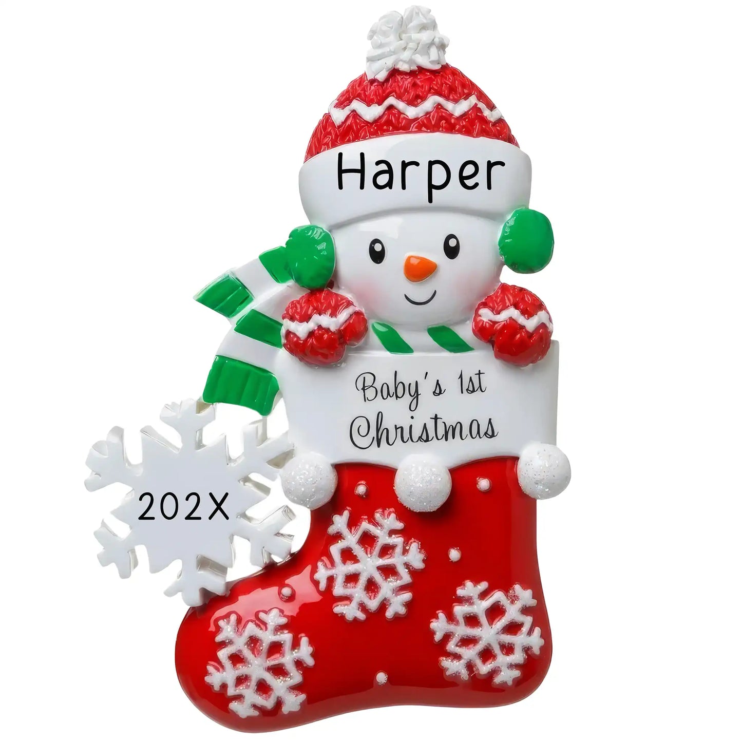 Baby's 1st Christmas Personalized Ornament - Red Stocking