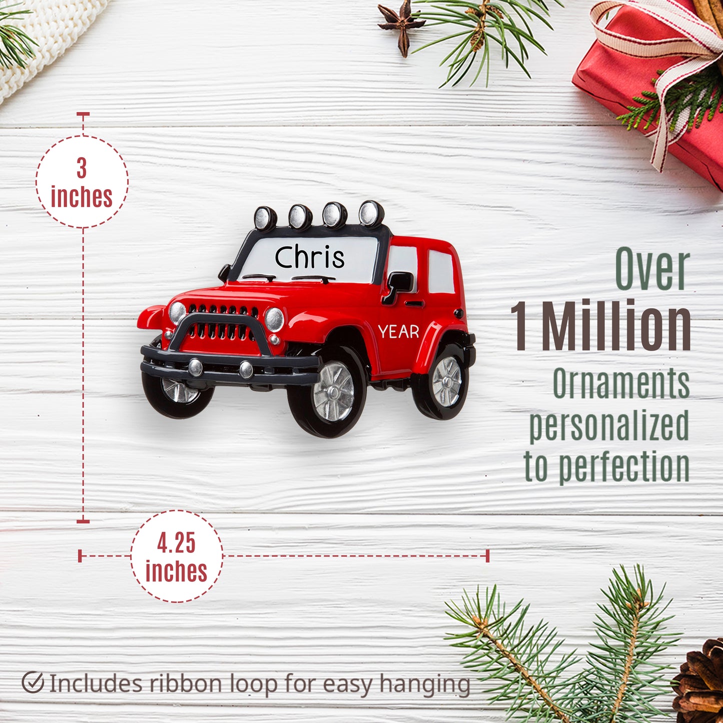 Jeep 4X4 - Red Christmas Ornament