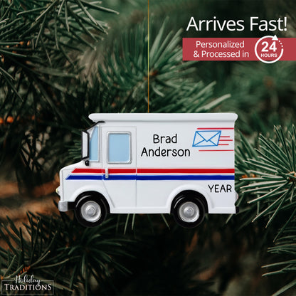 Postal Worker Mail Truck Christmas Ornament