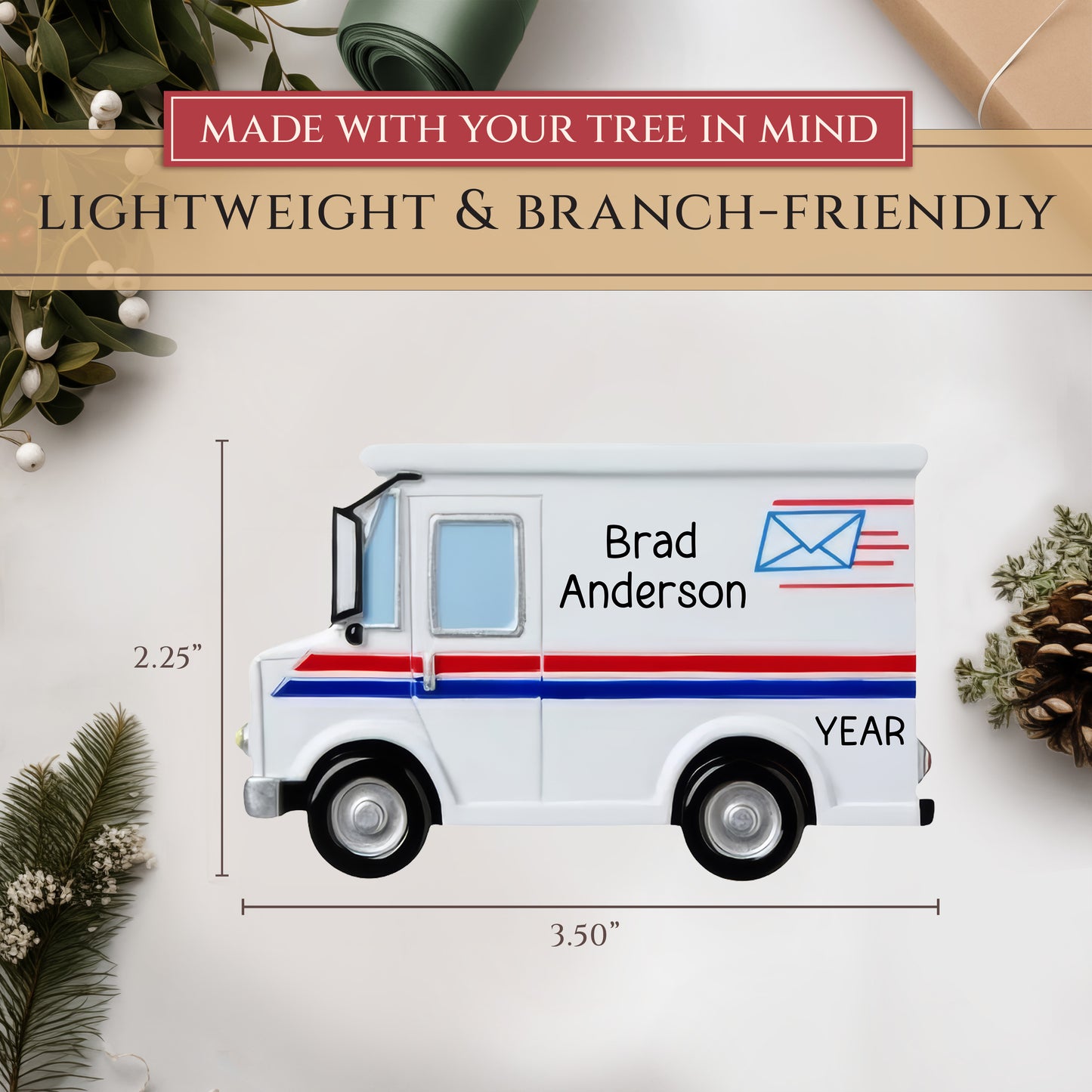 Postal Worker Mail Truck Christmas Ornament