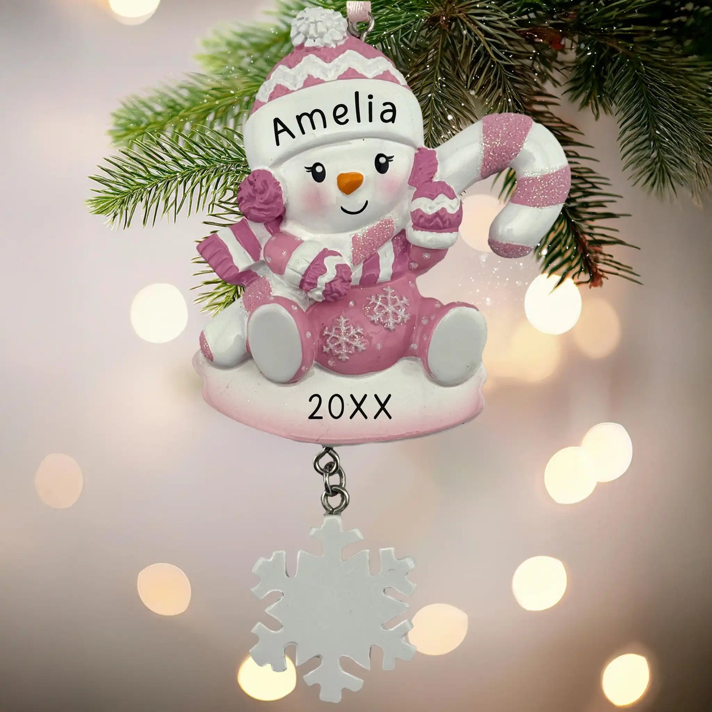 Adorno personalizado de muñeco de nieve para niña 