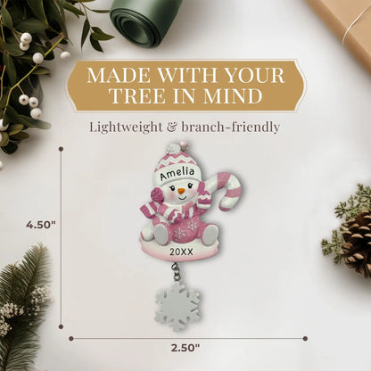 Adorno personalizado de muñeco de nieve para niña 
