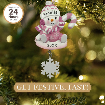 Adorno personalizado de muñeco de nieve para niña 