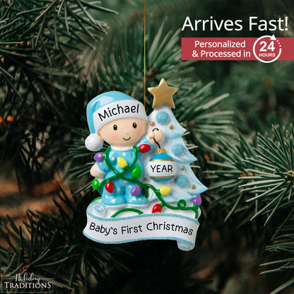 Blue Baby's 1st Christmas Ornament - Tree Decor