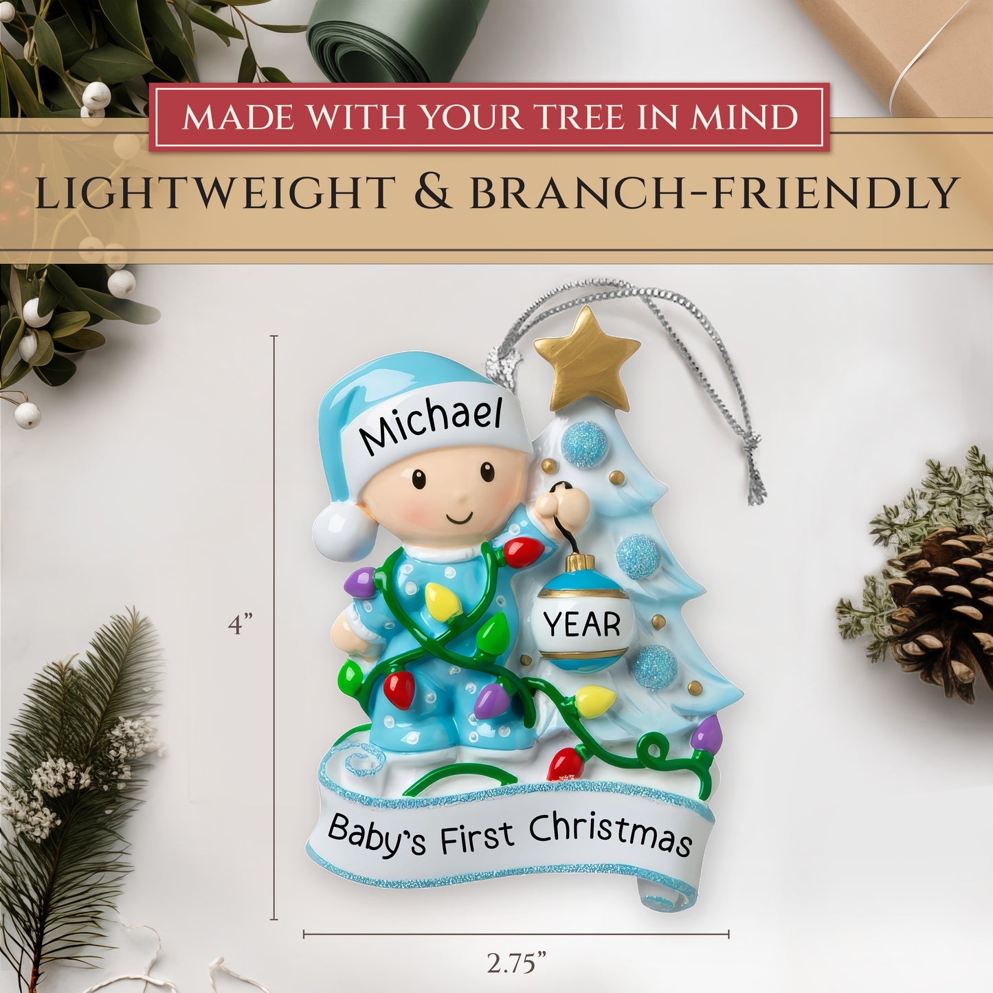 Blue Baby's 1st Christmas Ornament - Tree Decor