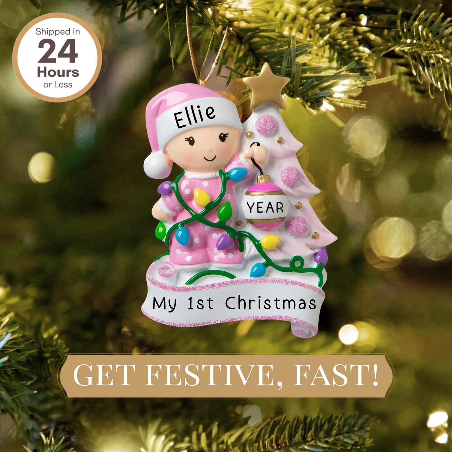 Adorno navideño para el primer bebé rosa - Decoración del árbol