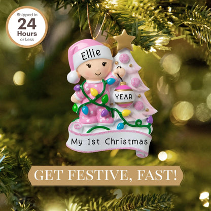 Adorno navideño para el primer bebé rosa - Decoración del árbol