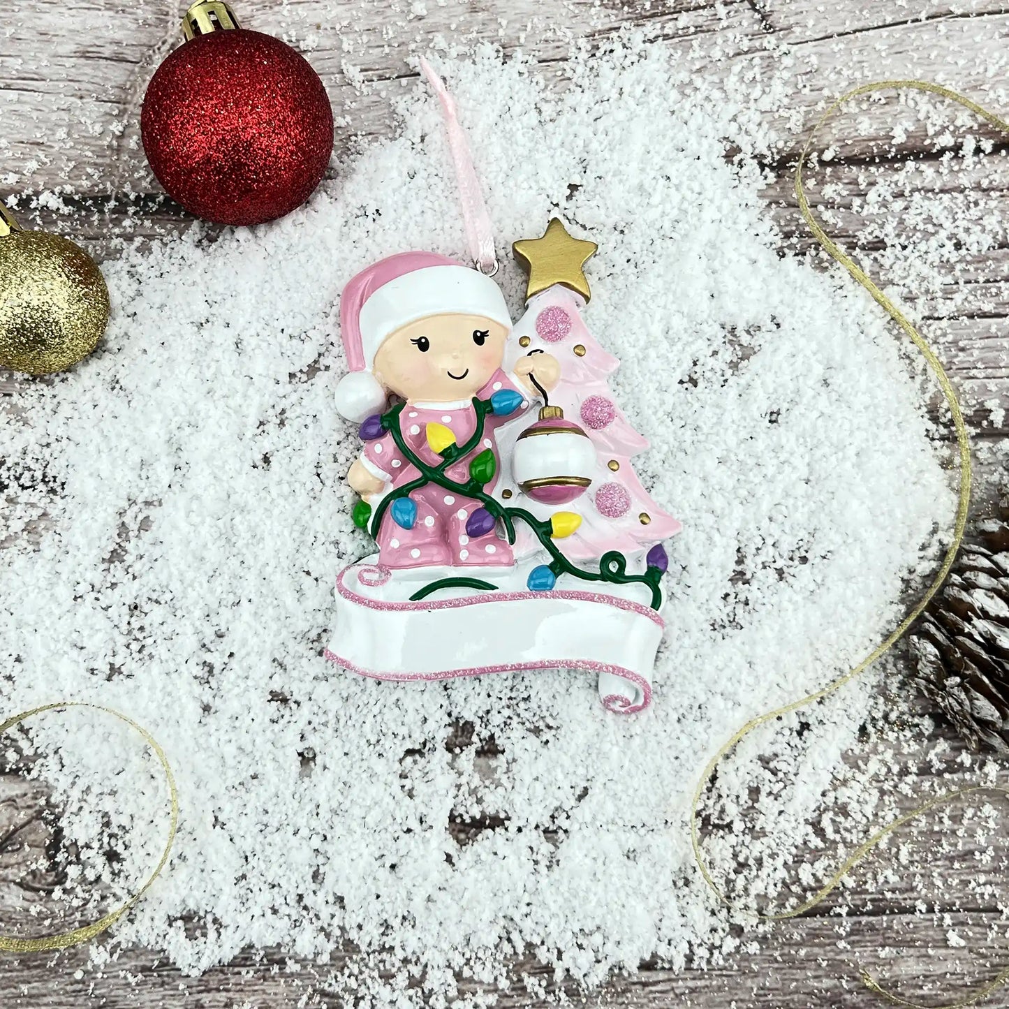 Adorno navideño para el primer bebé rosa - Decoración del árbol