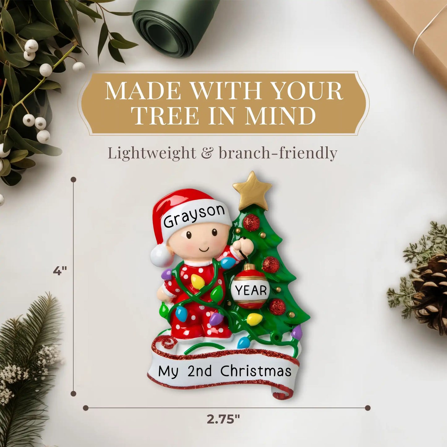 Adorno navideño para el primer bebé rojo - Decoración del árbol