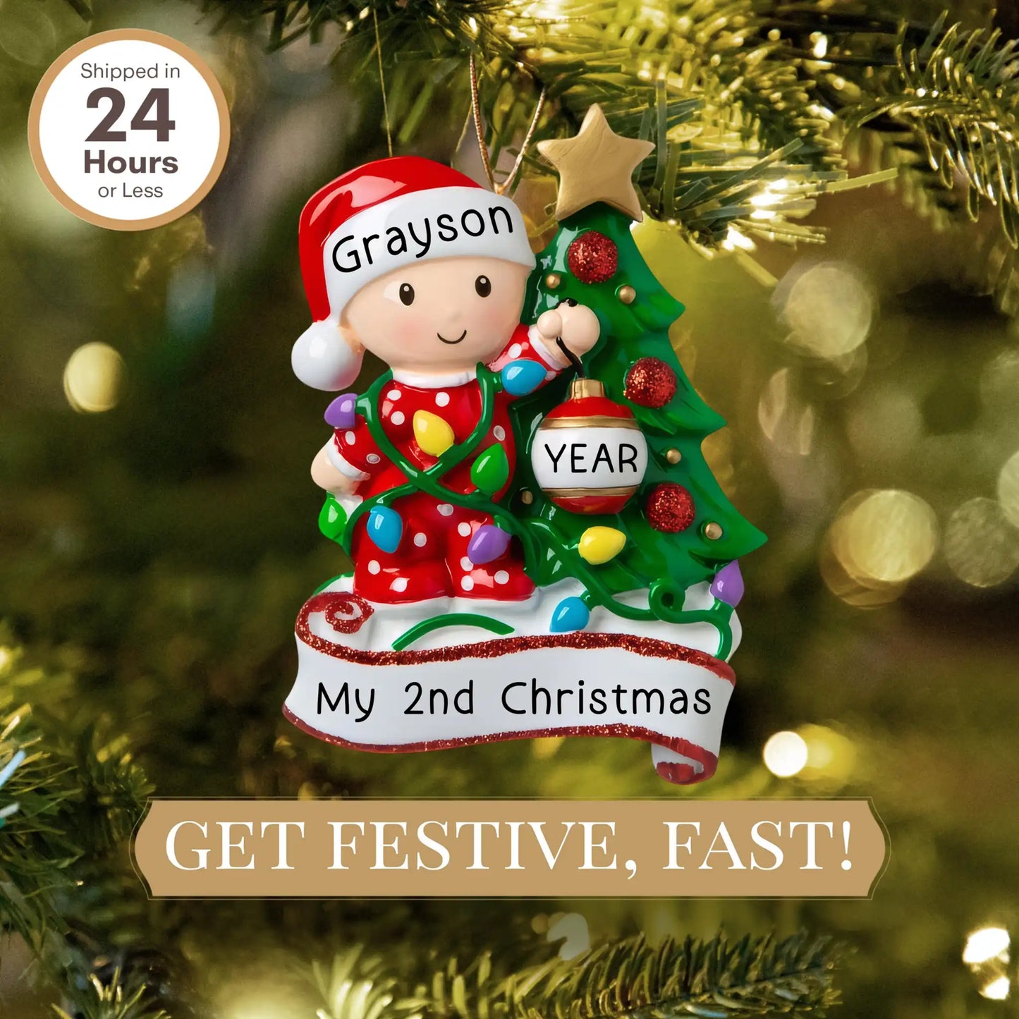 Adorno navideño para el primer bebé rojo - Decoración del árbol