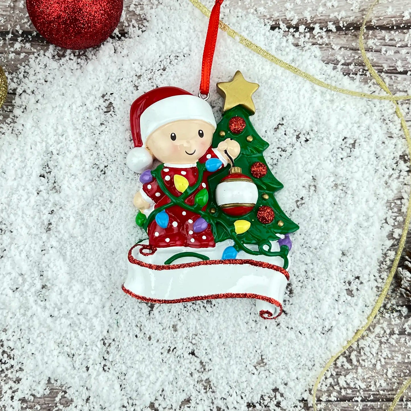 Adorno navideño para el primer bebé rojo - Decoración del árbol