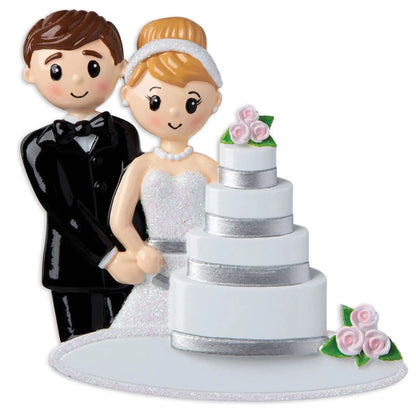 Wedding Couple With Cake Christmas Ornament